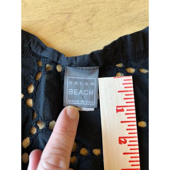 Black Eyelet Beach Swimsuit Cover Up Goth Grunge Witch Vampire Vacation Resort - Picture 3 of 7